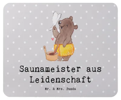 Produktbild von Mr. & Mrs. Panda Mousepad Saunameister Leidenschaft - Grau Pastell - Geschenk, mauspad pc, mousematte, Mouse Pad