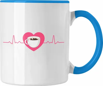 Produktbild von Trendation - Kaffeetrinker Geschenk Kaffee Herzschlag Grafik Geschenkidee Kollegin Kollege Arbeit (Blau)