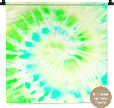 Produktbild von MuchoWow® Wandteppich Wandbehang Krawattenfärbung - Grün - Farbe 60x60 cm Tapisserie Dekoration Wandtuch - Dekorationen - Wand Decke