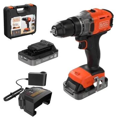 Produktbild von Black & Decker BCD382D2XK-QW, Handbohrmaschine, Orange, 1,3 cm, Akku, 2 Ah, 18 V