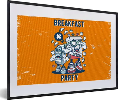 Produktbild von MuchoWow® MuchoWow® Gerahmtes Poster Jahrgang - Milch - Cornflakes 60x40 cm - Poster mit zchwarzem Bilderrahmen - Schlafzimmer - Plakat in Rahmen - Drucken