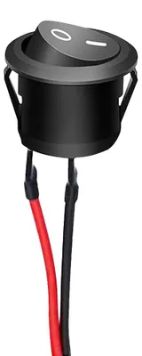 Produktbild von Wippschalter mit Anschlusskabel, 2-polig, rund, 6A 250V, Schwarz