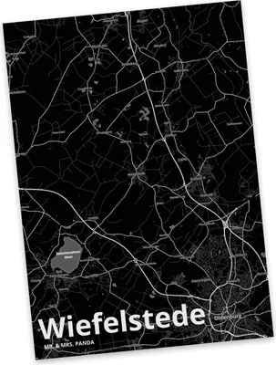 Produktbild von Mr. & Mrs. Panda Postkarte Wiefelstede - Geschenk, Grußkarte, Ansichtskarten, Stadt, Ansichtskarte, Dorf Karte Landkarte Map Stadtplan, Postkarten, bildkarte