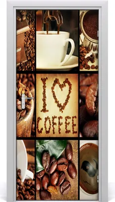 Produktbild von Tulup Türaufkleber 95x205 cm Dekorative Aufkleber Selbstklebend Wasserdichte Tapete Abnehmbar Schlafzimmer Wohnzimmer Wohnkultur - Haus Kaffee Collage