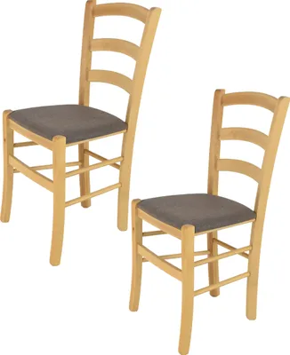 Produktbild von t m c s Tommychairs - 2er Set Stühle VENICE für Küche und Esszimmer, robuste Struktur aus lackiertem Buchenholz Farbe Naturfarben und gepolsterte Sitzfläche mit STOFF Farbe Rehbraun bezogen
