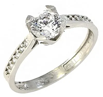 Produktbild von Ring aus 14K Weißgold mit Zirkonen, Ringgröße 48, Oberseitenbreite 5,2 mm