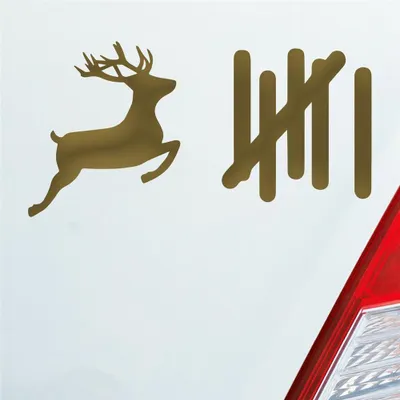 Produktbild von Auto Aufkleber Strichliste Tally List Hirsch Winter Deer 15x8 cm Gold Sticker Heckscheibenaufkleber