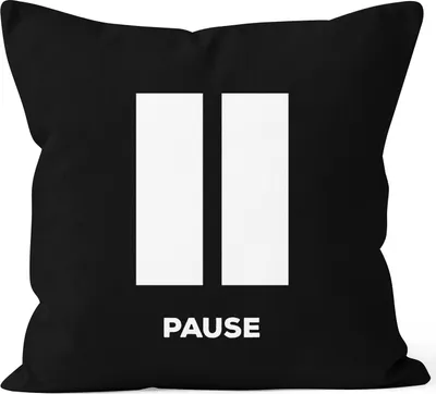 Produktbild von Kissenbezug Pause Kissen-Hülle Deko-Kissen 40x40 Baumwolle MoonWorks® schwarz unisize