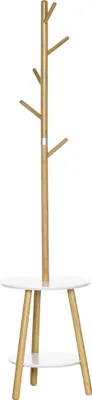 Produktbild von HOMCOM Garderobenständer, 171 cm Kleiderständer mit 5 Haken, Beistelltisch
