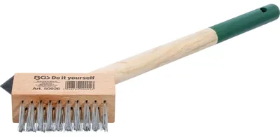 Immagine prodotto di Spazzola per fughe in acciaio - Manico in legno 300 mm - Con raschietto - 1 pezzo
