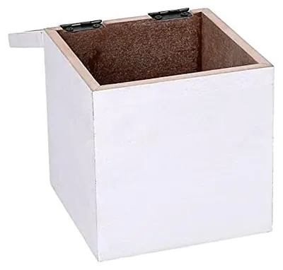 Holz-Aufbewahrungsbox, weiß, quadratisch, 10x10x11 cm