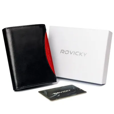 Obrázek produktu pro Rovicky pánská peněženka z přírodní kůže černá RFID 13x9,5 cm