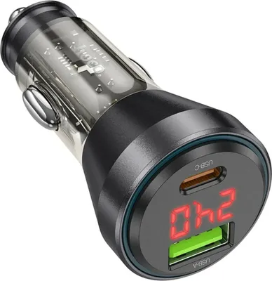 Produktbild von HOCO Autoladegerät USB QC 18W + Typ C 30W mit Display PD48W NZ12B schwarz