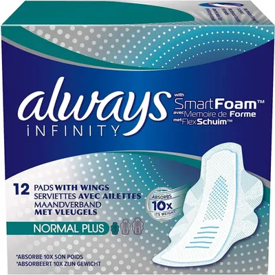 Image de Always Normal Plus, lingettes absorbantes avec ailettes, 12 pièces