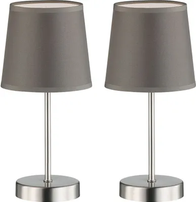 Produktbild von 2er Set Tischleuchte, Textil grau, nickel matt, H 32 cm
