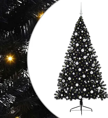 Obrázek produktu pro vidaXL Umělý předsvětlený vánoční stromek černý 180 cm PVC