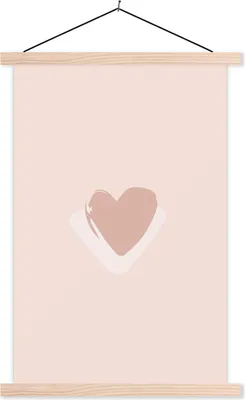 Produktbild von MuchoWow® Textilposter Sommer - Herz - Rosa 40x60 cm mit holzfarbenen Rahmen - Poster