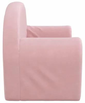 Productafbeelding van vidaXL Kinderbank met slaapfunctie, 2-zits, roze, zachte pluche bekleding
