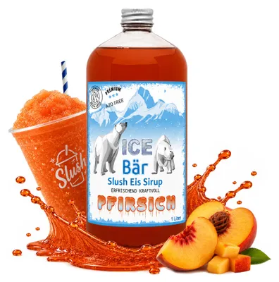 Produktbild von Ice Bär Slush Sirup Pfirsich Geschmack 1L 1:5 AZO & glyzerinfrei