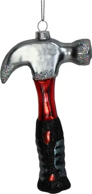 Produktbild von Christbaumschmuck Glas 13,3cm Hammer Figur Rot / Silber