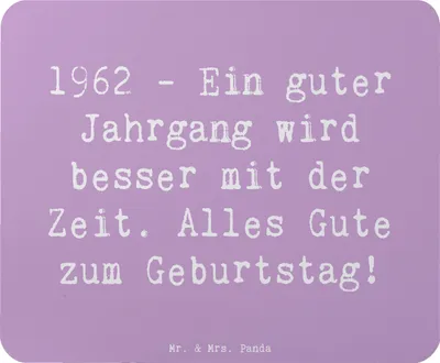 Produktbild von Mr. & Mrs. Panda Mousepad Spruch 1962 Geburtstag - Lavendeltraum - Geschenk, Geburtstagsgruß, computer mauspad, Happy Birthday, Alter, Glückwünsche, Mouse Pad, Jubiläum