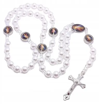 Produktbild von Art Sacrum Rosenkranz aus Kunstperlen mit Jesus der Barmherzigkeit, 8 mm