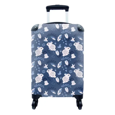 Produktbild von MuchoWow® Koffer Handgepäck Trolley Rollkoffer Kleine Reisekoffer mit 4 Rollen - Kaninchen - Skandinavien - Muster - Cabin Size < 55x40x23 cm & 55x40x20 cm - Fotokoffer - Kabinenkoffer - Boardgepäck - Reise-Box - Reisekoffer - Reisegepäck - Koffer mit Bild - Trolley für Kinder