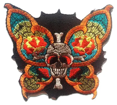 Produktbild von Schmetterling Totenkopf - Aufnäher, Bügelbild, Aufbügler, Applikationen, Patches, Flicken, Zum Aufbügeln, Größe: 8.5 x 8.3 cm
