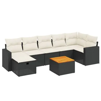 Produktbild von vidaXL 8-tlg. Garten-Sofagarnitur mit Kissen Schwarz Poly Rattan
