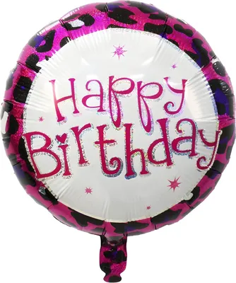 Immagine prodotto di Palloncino in foil olografico Happy Birthday, bianco, scritta rosa, ca. 45 cm