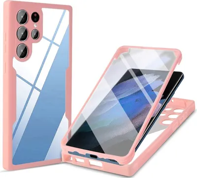 Produktbild von König Design Hülle kompatibel mit Samsung Galaxy S22 Ultra 5G Kunststoff Full Cover Handyhülle - Case Rosa