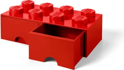 Produktbild von LEGO 8-Stud Storage Brick 2 DrawersRed, Spielzeug-Aufbewahrungsbox, Rot, Freistehend, Einfarbig, Rechteckig, Polypropylen (PP)