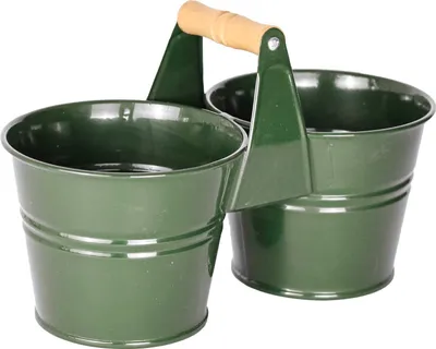 Obrázek produktu pro Mary's Garden Supplies 12,5 cm kbelík na 2 květináče s dřevěnou rukojetí, barva zelená