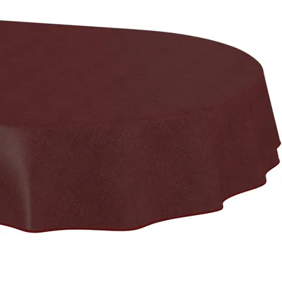Produktbild von Tischdecke oval 240x140 cm abwaschbar Bordeaux Leinenoptik ANRO Saum