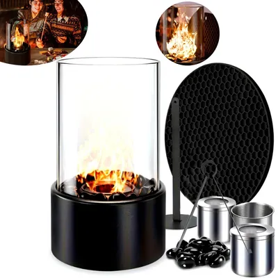 Produktbild von Tischkamin, Stilvolle Für Innenräume Aus Metall, Für Wohnung, Terrasse, Nachttisch, Partys