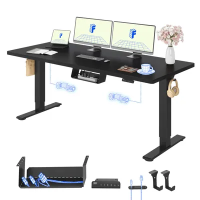 Produktbild von FLEXISPOT E1 Pro Elektrisch Höhenverstellbarer Schreibtisch 180x80cm 25MM EINTEILIGE TISCHPLATTE Doppelmotor 120KG Tragkraft 4 Speicherplätze, Schwarz
