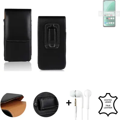 Produktbild von K-S-Trade Leder Gürteltasche + Kopfhörer kompatibel mit Oppo A55s 5G Seitentasche Belt pouch Holster Handyhülle Schutz Hülle Etui schwarz 1x