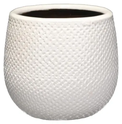 Produktbild von Mica Decorations Blumentopf - weis - Keramik - Rillen - D14 x H12 cm