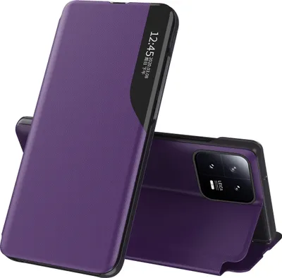 Image de Etui pour Xiaomi 13, étui en cuirPolyuréthaneavec fenêtre et fonction stand Violet