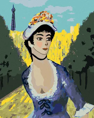 Image de Zuty - Peinture par numéros - FEMME DANS LE PARC DEVANT LA TOUR EIFFEL, 40 x 50 cm, sans cadre et sans toile tendue