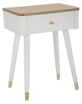 Image de Table de Chevet Matera avec Tiroir en Bois Blanc et Plateau Naturel