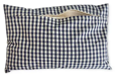 Produktbild von Zirbenkissen 30x20cm Bio-Inlett + Bio-Bezug blau-weiß | Zirbenholzkissen