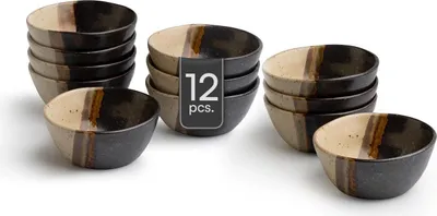 Produktbild von Snackschalen - Ø 9 cm - Schwarz - Braun - Keramik - matt - 12er Set