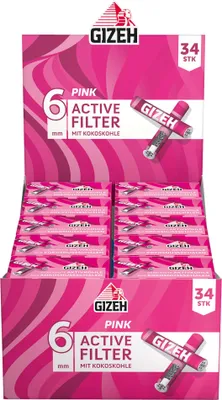 Immagine prodotto di Filtro a carbone attivo Gizeh Pink 6 mm Masterpack – 10 filtri per confezione