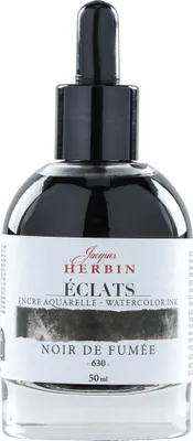 Produktbild von Jacques Herbin 4x Aquarelltine Éclats, Flakon 50ml - Lampenschwarz 16630T