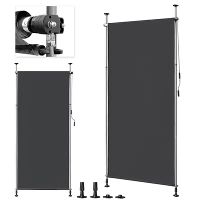 Image de ALIGHTUP Store vertical Store à pince 120x270x(210-310) cm Store vertical Store de balcon Store pare-soleil Protection solaire, protection visuelle, extensible - gris foncé