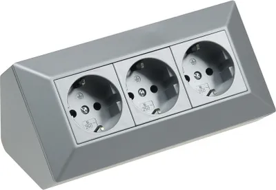 Image de ChiliTec bloc 3 prises argent 250V AC / 16A montage en saillie Nouvelle version