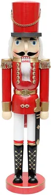 Productafbeelding van Mooie notenkraker soldaat - Rood metallic - Klassiek - Ca - 50 cm