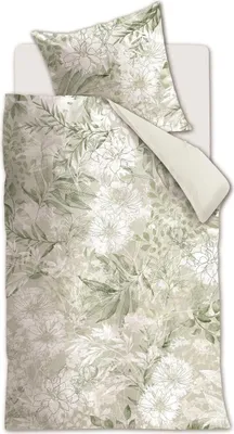Produktbild von Rivièra Maison Bettwäsche Lilium_Grey Green_DE_UV_135x200 135 x 200 cm + 1x 80 x 80 cm 1 Bettbezug, 1 Kissenbezug