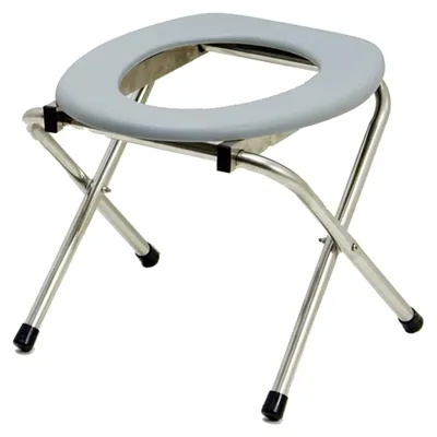 Produktbild von Klappbarer Toilettenstuhl aus Stahl, tragbare Campingtoilette mit einer Sitzkapazität von 50 kg für Badezimmer, Camping und Reisen